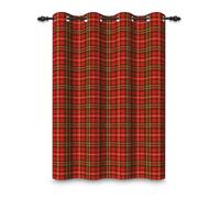 ggaimwf 117x183cm Rideau à œillets à carreaux Rouge Noir Jaune Tartan Moderne Décoratif Ferme Campagne Noël Œillets Séparateurs de pièces Occultant Rideaux pour fenêtres Chambre Salon,1 panneau simple