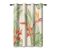 ggaimwf 132x214cm Rideaux à œillets Feuilles Tropicales Feuilles de la Nature Fleur en Fleurs Aquarelle Rideaux isolants Thermiques occultants pour Chambre Salon Salle à Manger,1 Panneau Simple