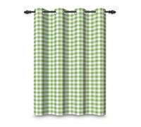 ggaimwf 135x245cm Plaid Rideau à œillets Chiffon Buffalo Vert Sauge et Blanc Vichy Damier Motif Champêtre Thermique Rideaux occultants à œillets pour Chambre à Coucher et Salon,1 Panneau Simple