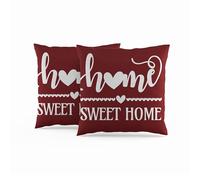 ggaimwf 60x60cm Housse de Coussin Home Sweet Home Rouge Bordeau Coussins de canapé Doux Taies d'oreiller décoratives pour la Maison pour canapé Salon Chambre Coussins avec Zip Caché Ensemble de 2