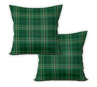 ggaimwf Housse Coussin Tartan Taie d'oreiller à Carreaux Ferme pour canapé Vichy Motif Vert Velours Oreillers rustiques pour Chambre Salon Double Face 40x40cm Lot de 2