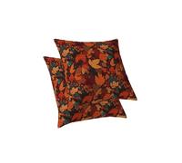 ggaimwf Lot de 2 Taies d'oreiller Feuilles Orange brûlée Automne Feuille d'érable Aspect Lin Housses de Coussin décoratives pour Fête Canapé Chaise Maison Salon Lit Couvre-oreillers carrés 45x45cm