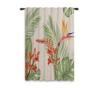ggaimwf Rideaux tropicaux Verts Feuilles de Fleurs Sauvages Plante Florale Fleur Rurale Rideau à thème Nature Bande supérieure Chambre Porte Paravent Patio Balcon Extérieur 117x175cm 1 Panneau