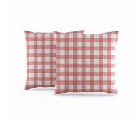 ggaimwf Taies d’Oreiller Vichy Paquet de 2 50x50cm Vieux Rose À Carreaux Ferme Housses de Coussins Housses d’Oreiller carrées pour Sofa Canapé Salon Chambre Décor à la Maison Étui à Coussin dispersé