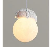 GGBBJJ 3D Lune Lampes Suspendues pour Chambre d'enfants Dimmable Animal Dessin Animé Planète Plafond Lampe Suspendue Résine Petite Boule De Lait Blanc Mignon Enfants Lustre pour Garçon Fille Chambre