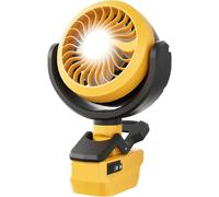 GGiking Ventilateur sans fil pour dewalt batterie 18 V (sans batterie), ventilateur de table portable à clipser avec 2 vitesses, ventilateur sans fil pour chantier, poussette, camping, atelier