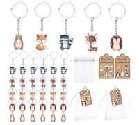 Ggjgrpx Lot de 90 cadeaux de fête prénatale Woodland, 30 porte-clés mignons, 30 sacs en organza, étiquettes de remerciement en kraft pour 30 invités, fournitures de fête d'anniversaire, porte-clés