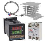 Ggnaxivs Régulateur de Température PID -C100 Kit de Thermostat Haute Tension 100ACV à 240ACV+Relais SSR 40D Sonde K