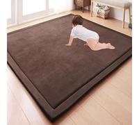 GGoty Grand tapis antidérapant en velours éponge épais pour jeux d’enfants, éveil des bébés, yoga, cuisine ou étude Marron 80 x 200 x 2 cm