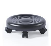 GGoty Tabouret à roulettes rond bas avec roulettes, siège à roulettes rembourré en cuir synthétique, pivotant à 360°, petit tabouret de sol pour la maison, le garage, le nettoyage, le fitness (noir