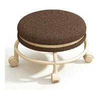 GGoty Tabouret bas rond en polaire, 14 cm/26 cm de hauteur, avec roulettes silencieuses à 360°, siège pivotant et rembourré doux pour la maison, le bureau, le changement de chaussures, les jeux (café