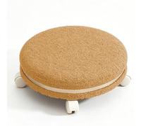 GGoty Tabouret bas rond en polaire, 14 cm/26 cm de hauteur, avec roulettes silencieuses à 360°, siège pivotant et rembourré doux pour la maison, le bureau, le changement de chaussures, les jeux (kaki