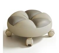 GGoty Tabouret rond bas à roulettes avec roulettes, siège à roulettes rembourré en cuir synthétique de 33 cm, roulettes silencieuses à 360°, repose-pieds imperméable pour fitness, maison, bureau