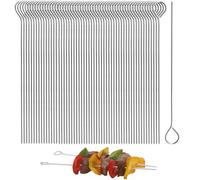 GGUFAY 50 Pièces Brochettes pour Barbecue, 25 cm Pic a Brochette, Pique a Brochette, Brochettes à Viande en Acier Inoxydable, BBQ Brochettes, Brochette Réutilisables, pour Barbecue, Viande, Légumes