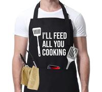 GGUFAY Tablier Cuisine Homme Personnalisé Noir,Réglable Tablier Personnalisé,Tablier de Barbecue pour Homme,Cadeau Amusant pour Papa, Grand-père, Anniversaire, Fête des Pères