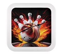 GHBNK Horloge murale en forme de boule de bowling silencieuse de 25,4 cm - Horloge numérique carrée décorative classique pour cuisine, salon, bureau, chambre à coucher, salle de bain