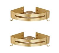 GHBSDNEPP Étagères flottantes d'angle de salle de bain, étagère de rangement triangulaire pour salle de bain, or brossé, montage mural, perforation