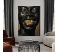 gheasruh Affiche sur toile Golden Grillz Crown Afrocentric Fashion Boho African Woman Urban Street Luxury Wall Art Print Painting For Living Care (50x70cm/Without frame)