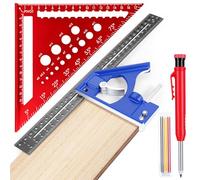 Ghekkli Ensemble D'outils de Menuisier, Équerre Combinée avec Crayon, 300mm/12inch Alliage D'aluminium Equerres Menuisier, Réglable Carré de Vitesse en 45/90 Degrés pour Tracé, Mesure, Marquage