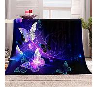 GHFFBUX Plaid 3D Papillon Lumineux Couverture Polaire en Microfibre Flanelle Canapé Nap Couvertures pour canapé lit Couch Chambre Salon Plaid Polaire Enfant 150x200cm