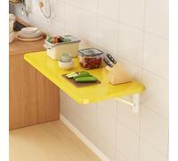 GHHVFEC Table Murale à abattant - Bureau Pliable Compact et Rangement, Console Murale Jaune avec 2 Supports, Table de Chevet Peu encombrante (50 x 40 cm)