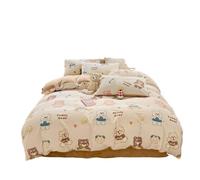 GHHZML Milk Velvet Duvet Set Autumn Winter | Double-Sided Fleece Bedding Cover with Sheet(Beige,Duvet150x200cm)