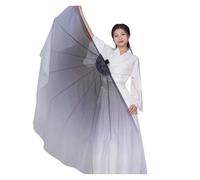 GHHZML Voile Éventail en Mousseline Voile d'éventail en arête de Poisson, 2 pièces, Accessoires d'ouverture scène Danse, Grand éventail Mousseline Soie Couleur dégradée, 85cm(Color 12)