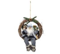 Feeric Christmas Couronne de Noël avec Père Noël Skieur en Fourrure Grise