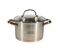 Ghislaine Arabian GA4068 - Faitout en acier inoxydable, base cuivrée et couvercle passoire - 18 cm - Capacité 2.5 L