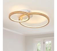 GHiycotdl Plafonnier Bois,72cm 2 Anneaux Rond Dimmable Luminaire Plafonnier | Lustre bois,Pour Chambre,Salon,Cuisine,Salle à Manger,Couloir,Maison,Bureau,