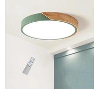 GHiycotdl Plafonnier LED Bois, Dimmable Lampes de Plafond rond intérieur avec télécommande, minuterie automatique 24W pour Pour Salon, Chambre, Cuisine, Couloir(Vert 40CM)