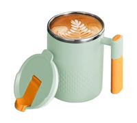 Ghjkldha Insulated Coffee Tumbler, Double Wall Mug, 12x8.5cm, Travel Tea Cup For Women, Portable Milk And Juice Cup, With Lid Handle, 450ml, Stainless Steel, Hot Cold Drinks,