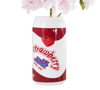 Ghjkldha Vase à canette de soda, vase en céramique coloré, vase en forme de canette de cola, vase à fleurs créatif, décoration d'étagère en céramique, vase fraise cerise, décoration unique de canette