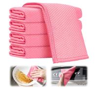 GHKLNY Lot de 5 chiffons de nettoyage en microfibre pour nettoyage de voiture, chiffons épais et à séchage rapide pour le nettoyage de la maison, de la cuisine (rouge)