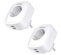 GHome Smart Avec USB 16 A, prise Wi-Fi avec mesure de la consommation d'énergie, avec télécommande d'application, fonctionne avec Alexa, Google Assistant, commande vocale et minuterie, lot de 2, blanc