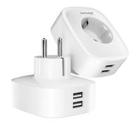 GHome Smart Lot de 2 prises intelligentes Wi-Fi avec USB 16 A, prise Alexa avec Alexa et Google Home, surveillance de l'énergie et minuterie avec contrôle par application