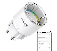 GHome Smart Mini Prise Connectée WiFi, Prise Intelligente Certifié TÜV avec APP Contrôle, Mesure de Consommation Électrique, Plug Programmable avec Alexa et Google Home, Fonction de Temps, 10A