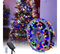 GHONLZIN Guirlande Lumineuse Solaire de Noël, 13 M 300 LEDs Étanche Extérieur Boule Lumineuse avec 8 Modes, Portable Enroulable Lumineuses Solaire pour Décorer Sapin de Noël, Jardin, Cour, Porche