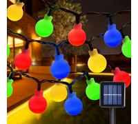 GHONLZIN LED Solaire Guirlande Lumineuse, 12M Guirlande Lumineuse Sphérique, 8 Modes Étanche 100 LEDs Boules Guirlandes Lumineuses Intérieure Extérieure pour Fêtes, Mariages, Chambres (Couleur)