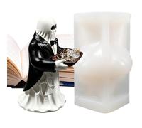 Ghost Candle Mold Reusable - Handmade Crafts Casting Tool | Skull Ghost Servat Plate Tray - Silicone Mold For Fondant Gypsum Fall Holiday Party