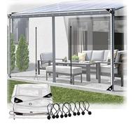 GHPLY Rideau de bâche transparent d'extérieur avec fermeture éclair imperméable pour pergola, panneaux latéraux en plastique pour balcon, terrasse, porche, tonnelle de jardin (1,5 x 1,8 m)