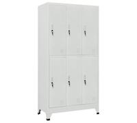 GHVBNMF Armoire à casier en métal à 6 compartiments Gris 90 x 45 x 180 cm | Armoire en acier robuste avec 6 portes verrouillables pour bureau, atelier ou vestiaire. Clés et protection anti-basculement