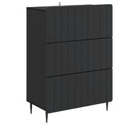 GHVBNMF Armoire à tiroirs noire 66 x 34,5 x 92 cm en bois | Commode moderne à 3 tiroirs au motif rayé pour le salon et la chambre à coucher avec pieds en métal solides jusqu'à 60 kg.