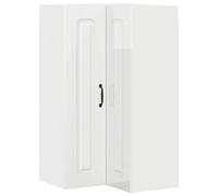 GHVBNMF Armoire d'angle murale de cuisine en bois blanc 57 x 57 x 100 cm | Armoire murale d'angle peu encombrante en bois pour la cuisine avec 2 portes et 3 compartiments pour un maximum d'ordre.