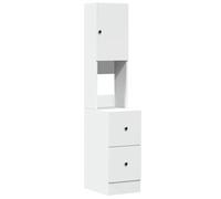 GHVBNMF Armoire de cuisine blanche 35 x 50 x 180 cm Armoire haute en bois | Armoire fine multi-usages avec portes et tiroirs pour salle à manger, restauration et bureau, support mural inclus.
