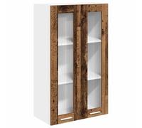GHVBNMF Armoire de cuisine suspendue en bois vieilli 60 x 31 x 100 cm | Meuble haut compact avec 2 portes à charnière pour cuisine et salle à manger : idéal pour ranger la vaisselle et les aliments