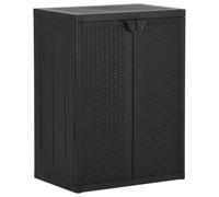 GHVBNMF Armoire de jardin noire 65 x 45 x 88 cm PP aspect rotin avec 2 | Armoire de terrasse polyvalente en plastique facile d'entretien avec deux étagères pour un rangement ordonné à l'extérieur.