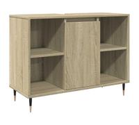 GHVBNMF Armoire de salle de bain en chêne Sonoma 80 x 33 x 60 cm avec porte | Buffet compact avec 4 compartiments et porte flexible pour salle de bain ou couloir. Pieds robustes en fer.