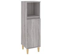 GHVBNMF Armoire de salle de bain gris Sonoma 30 x 30 x 100 cm Armoire | Armoire haute compacte avec charnière de porte interchangeable et pieds en bois d'eucalyptus pour salle de bain
