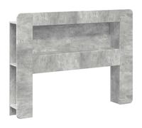 GHVBNMF Armoire de tête de lit en bois gris béton 119,5 x 18,5 x 100 cm | Étagère de lit pratique pour chambre à coucher avec compartiments polyvalents pour livres et décoration.